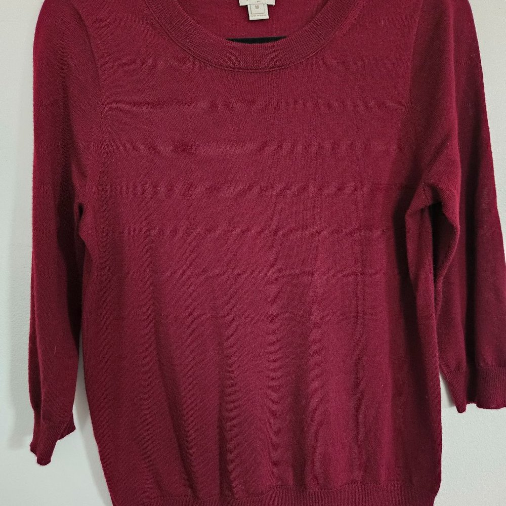J Crew Merino 3/4 Sweater - Burgundy